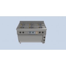 Печка с 6 газови котлона и MAXI ел. фурна, Линия 80, GS_S_M_G120080/EOMax