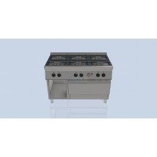 Печка с 6 газови котлона и газова фурна + шкаф, Линия 70