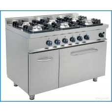 Печка с 6 газови котлона и газ. фурна, л.70 - EASY, E7/KUPG6LN.3M3G