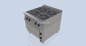 Печка с 4 газови котлона и електрическа фурна GN 2/1 - линия 90